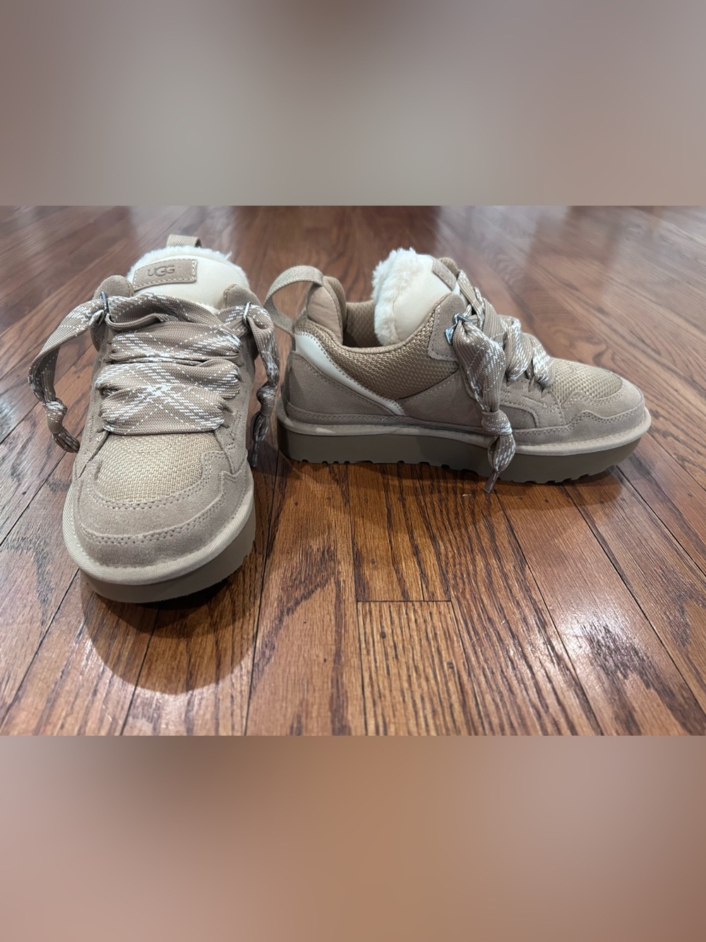 NEW! UGG Lowmel Tan Suede Platform Lace-Up Sneaker - 8 - Picture 7 of 13